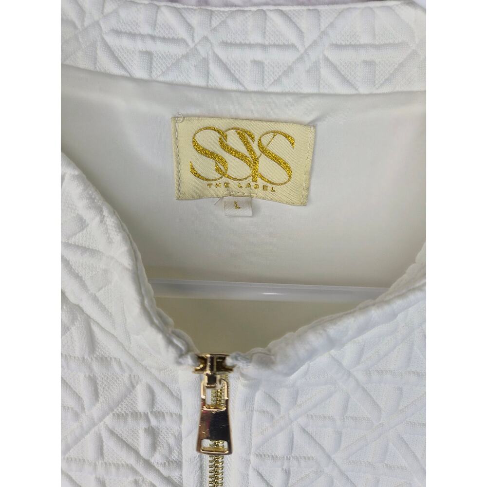 SSYS The Label Lainey Textured Mini Dress Ivory White Puff Sleeve Size L - Picture 4 of 6